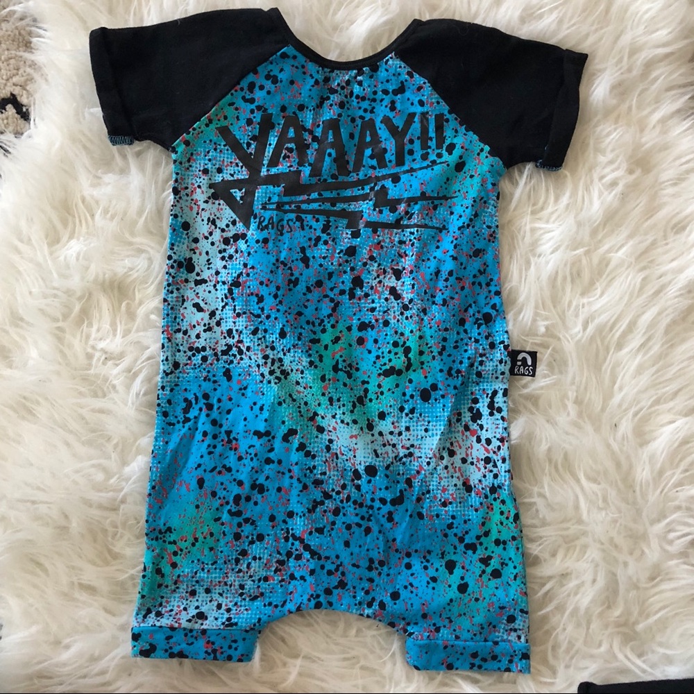 RAGS blue/black paint splatter 18-24 month